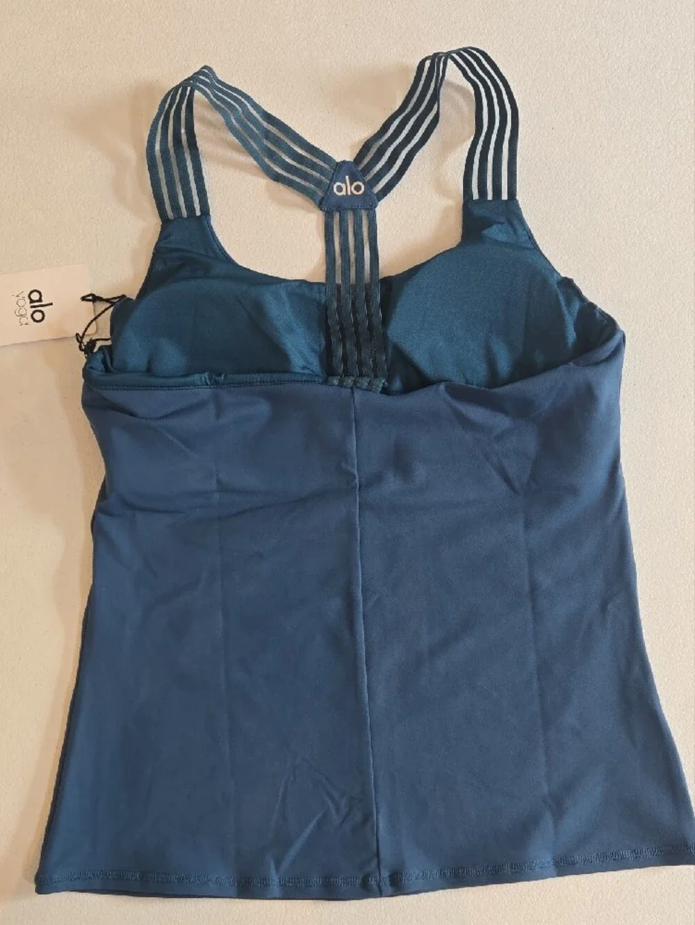 ALO Yoga Women's Tank Top in Teal Blue with Strappy Back